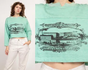 Large 80s Gitano Mint Green French Crop Top Sweatshirt NWT