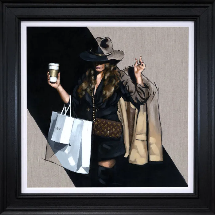 Latte To Go Hand Embellished Canvas by Richard Blunt