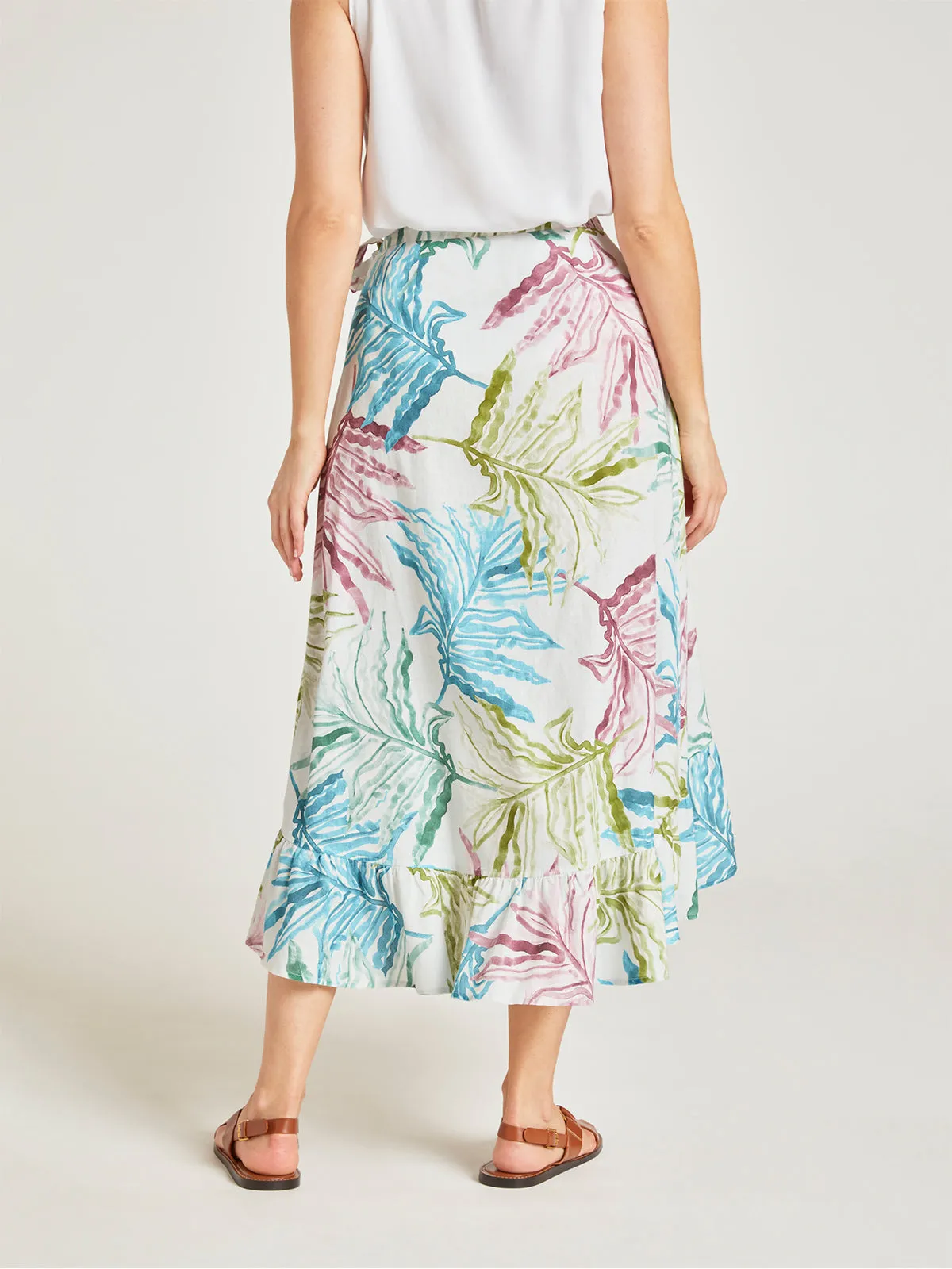 Laurel Hemp Watercolour Wrap Midi Skirt - Multi