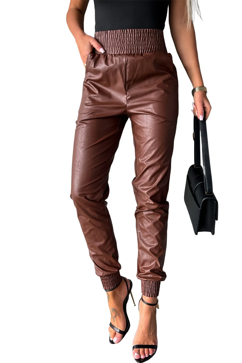 Leather High-Waist Skinny Pants