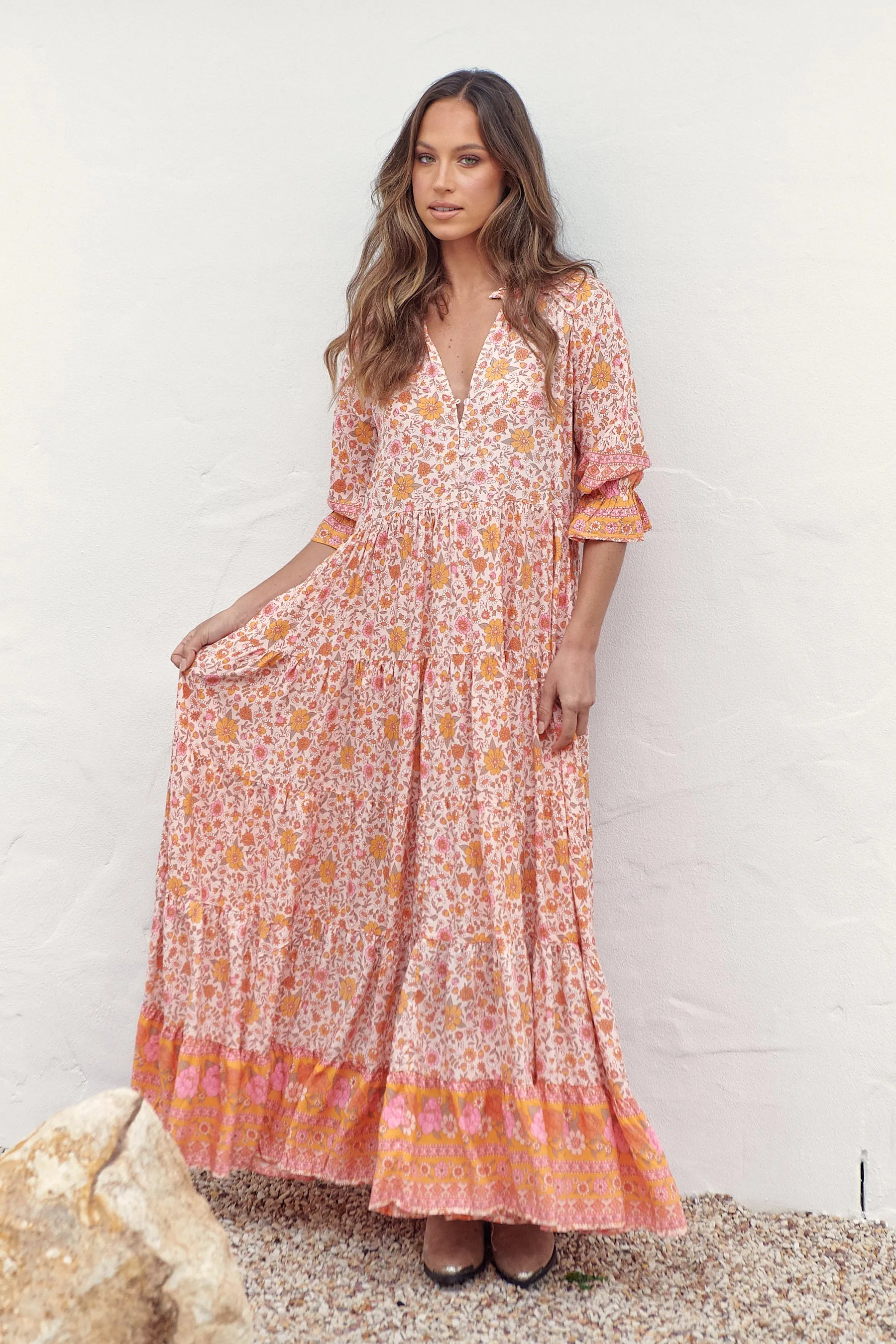 Leni Maxi Dress - Pink/Orange