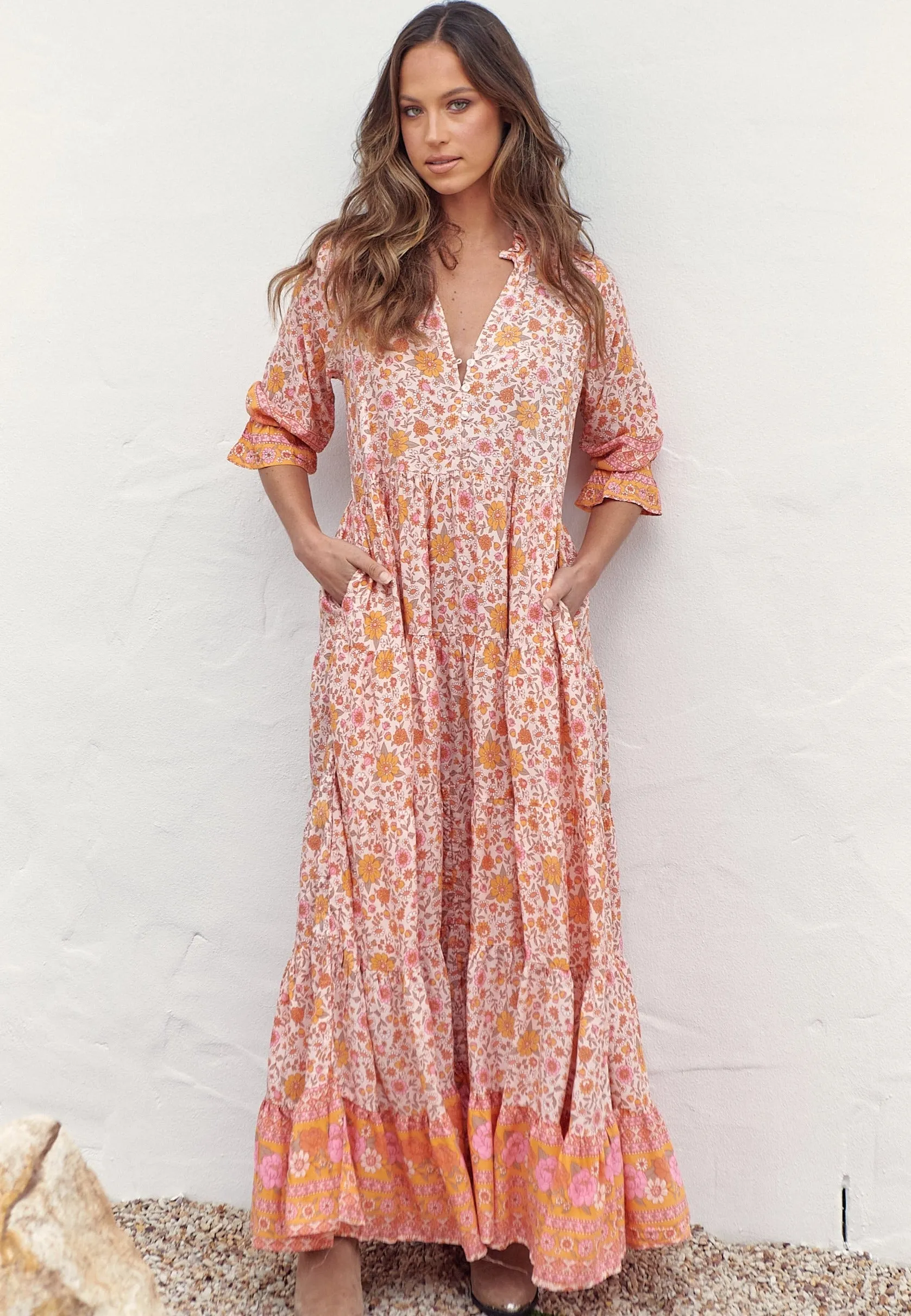 Leni Maxi Dress - Pink/Orange