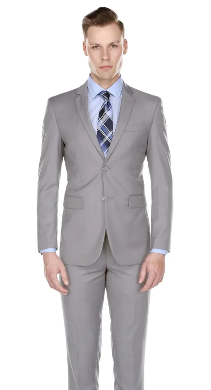 Light Grey Slim-Fit Men's Suit Single Breast Notch Lapel PYS02