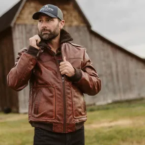 Limited Maverick Leather Bomber Jacket | Buffalo Grain Brown