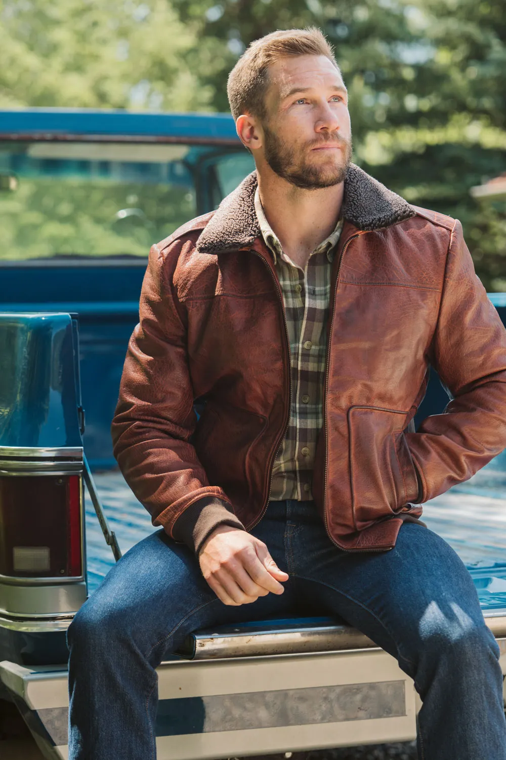 Limited Maverick Leather Bomber Jacket | Buffalo Grain Brown