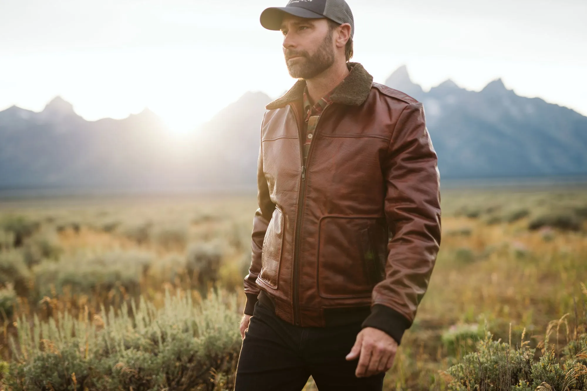 Limited Maverick Leather Bomber Jacket | Buffalo Grain Brown