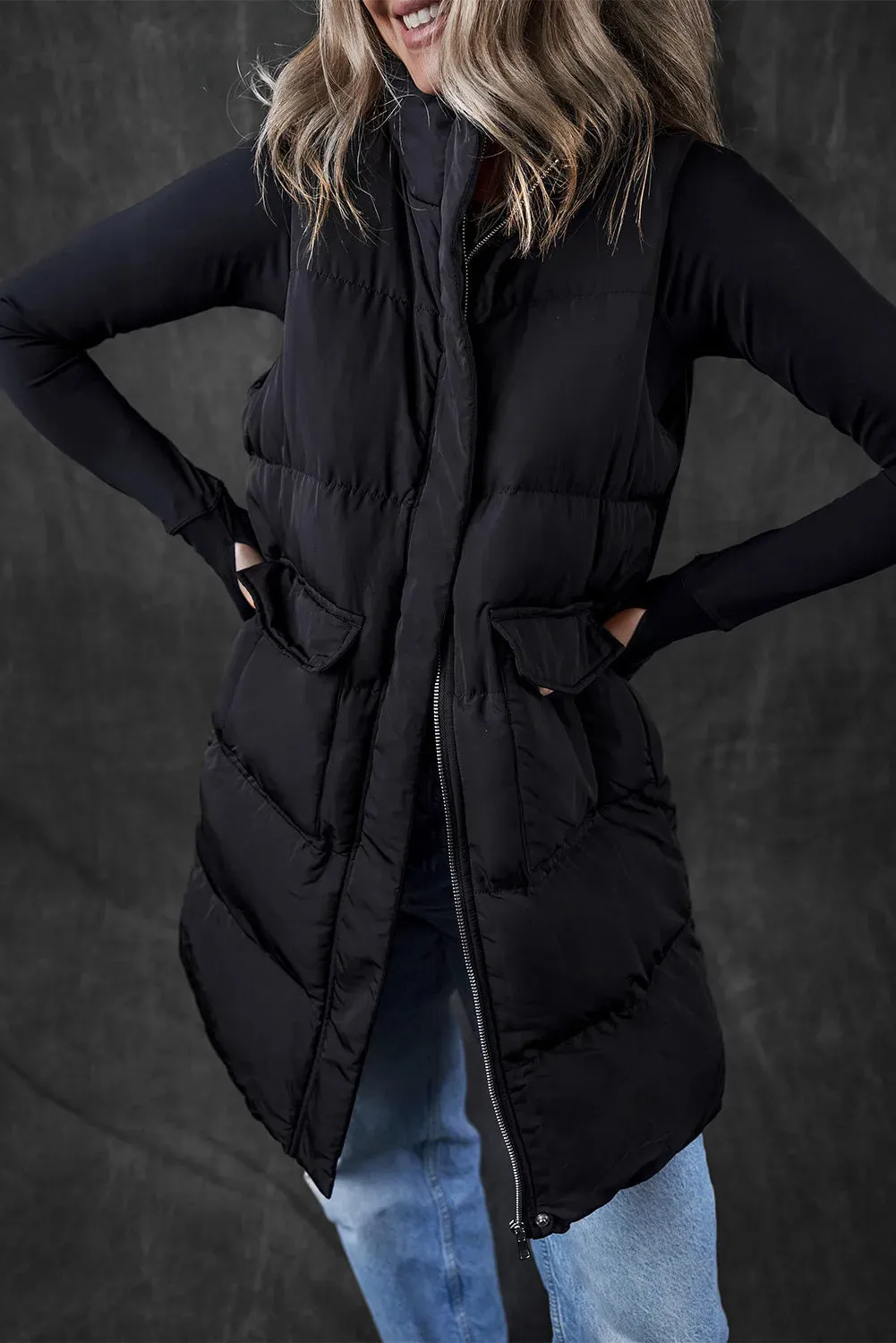 Longline Vest Coat in Carmel or Black