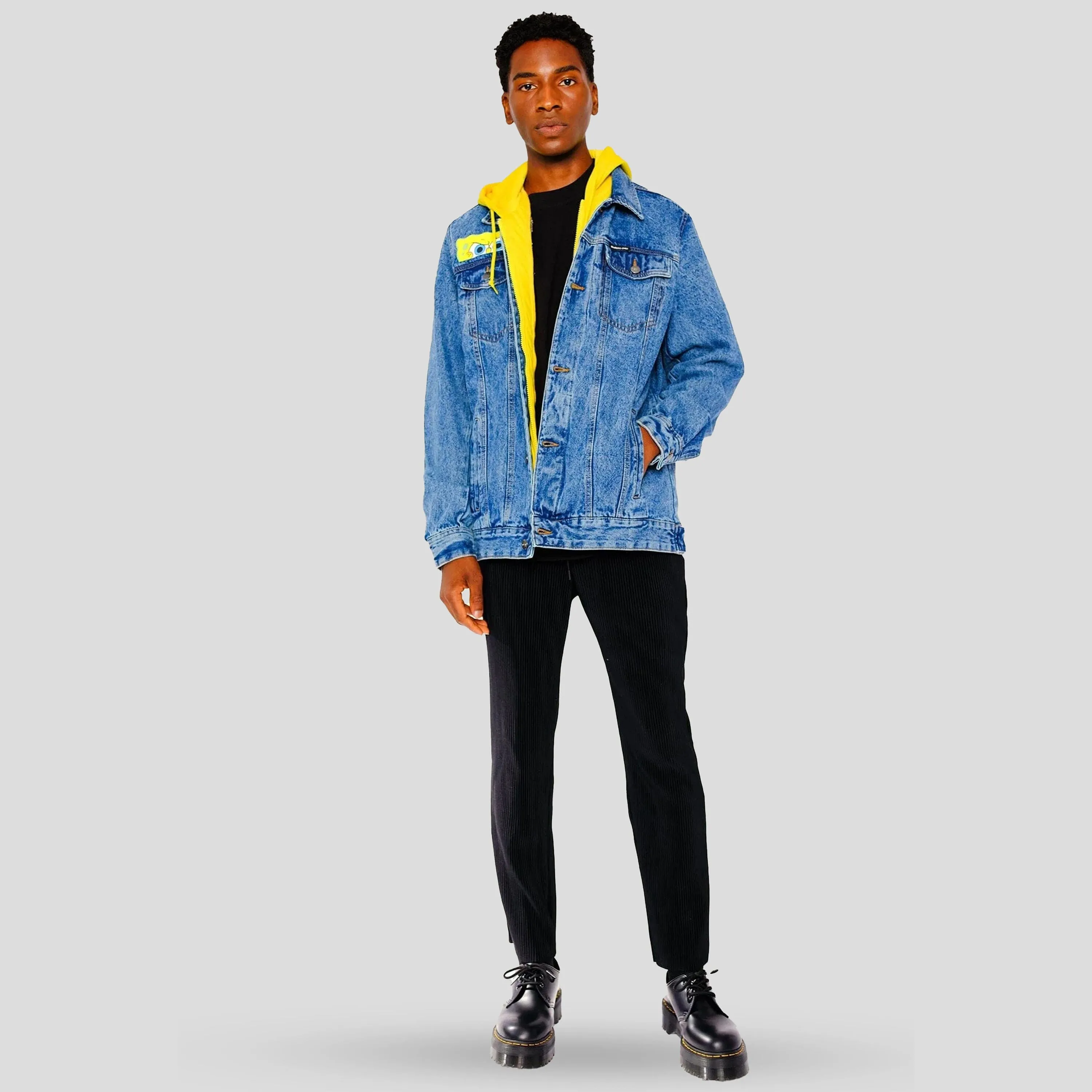 Members Only Men's Spongebob Hoodie Trucker Jacket