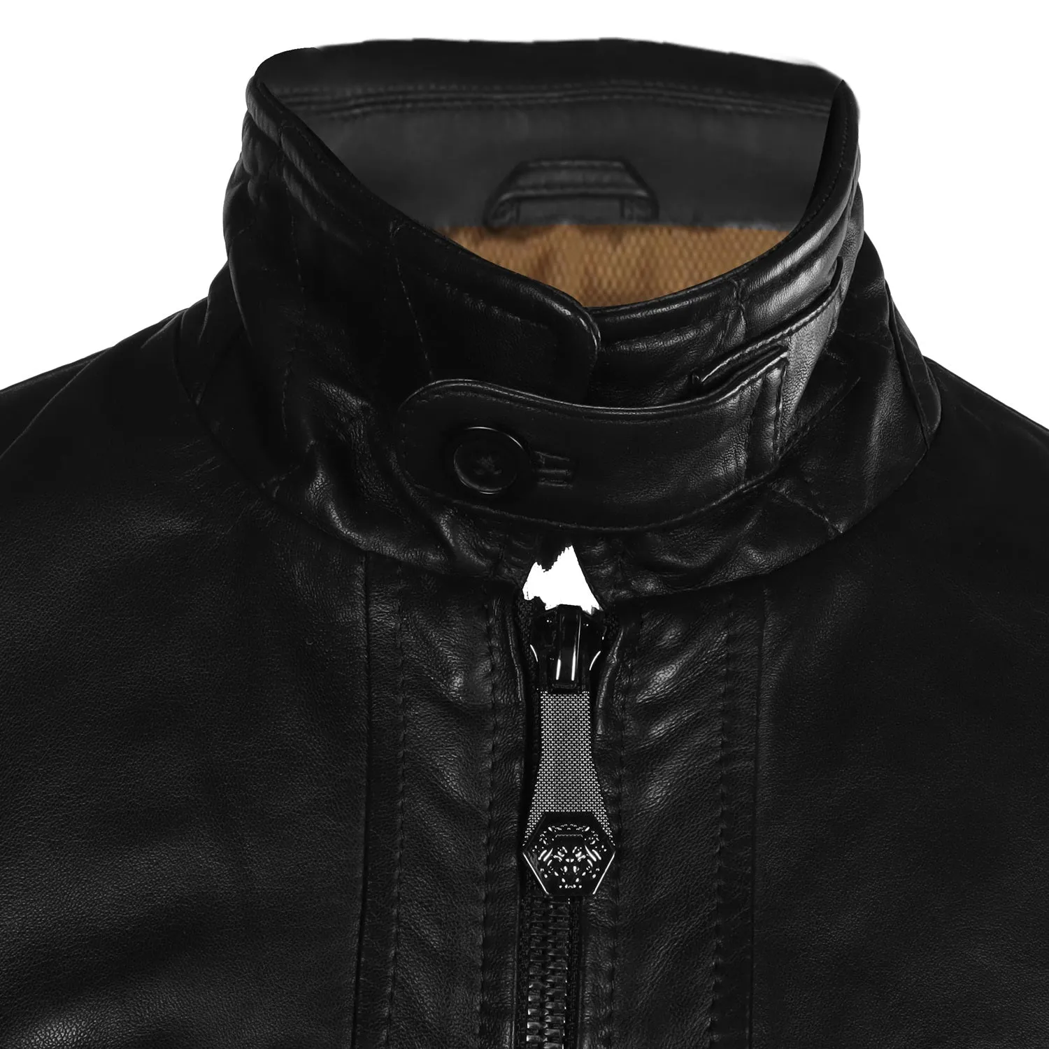 Men's Black Leather Club Collar Regular Fit Jacket By Brune & Bareskin