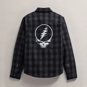 Men's Grateful Dead Sherpa Lined Plaid Jacket - Flannel/Black