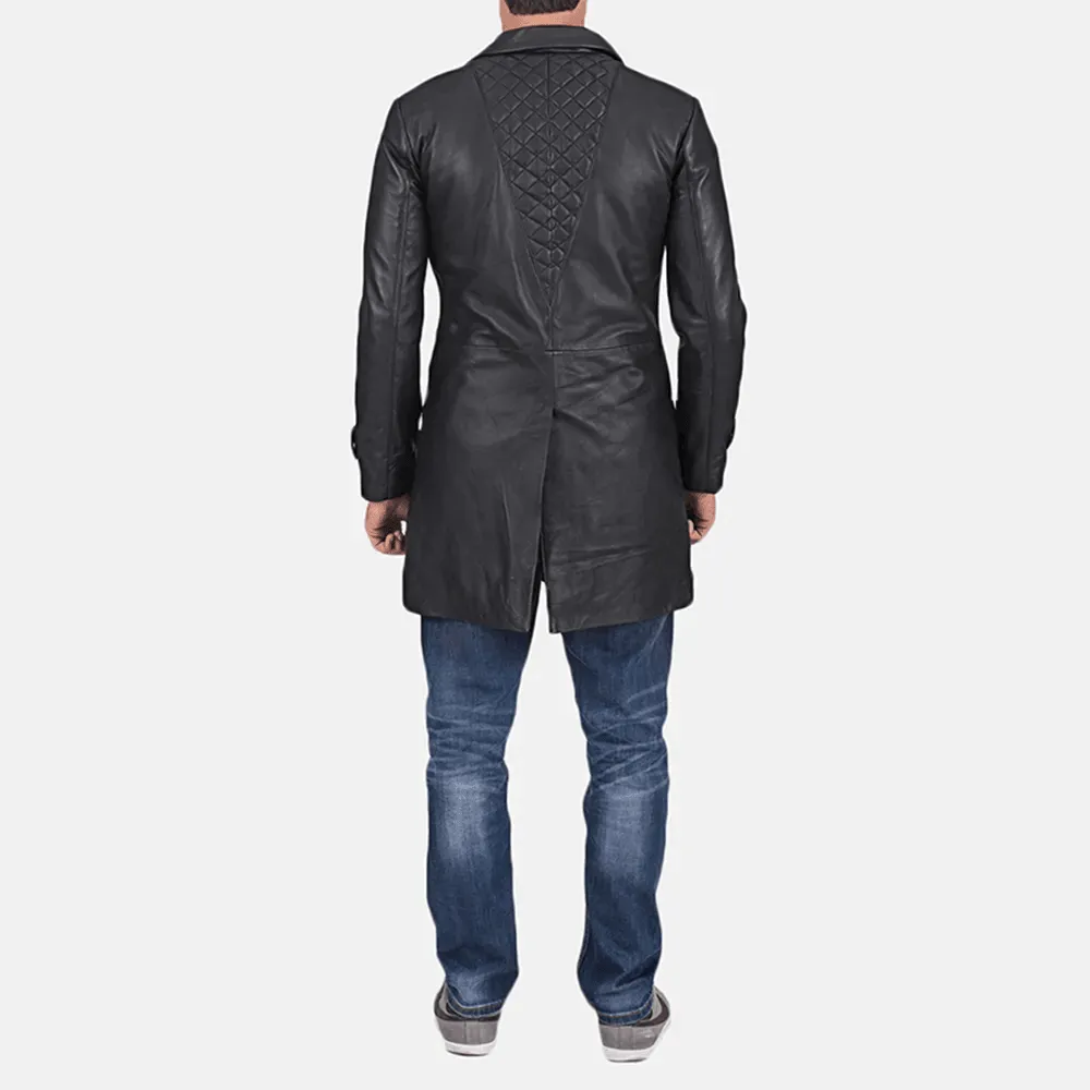 Mens Infinity Black Leather Coat