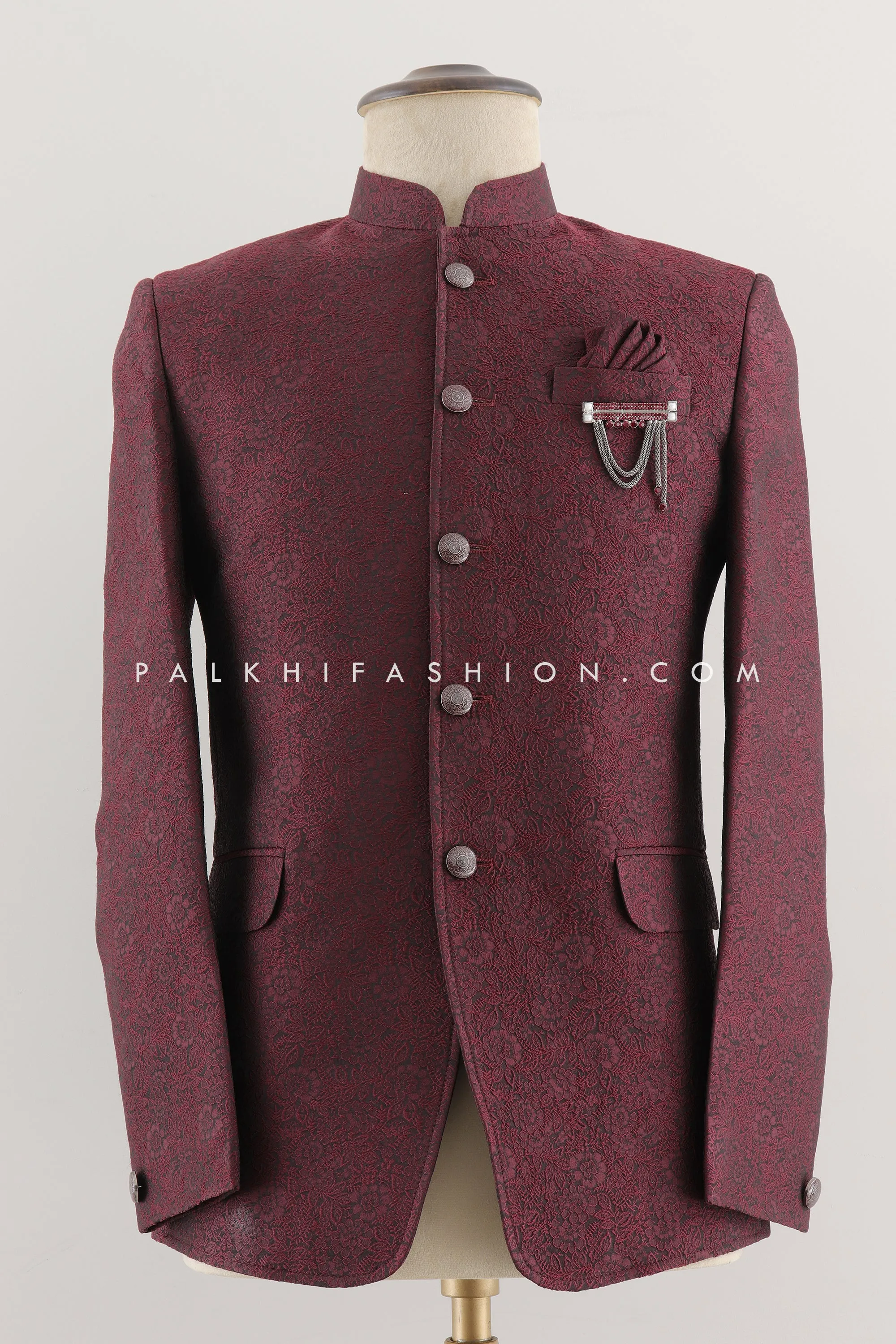 Men's Jodhpuri Suit in Maroon Color | Traditional Indian Jodhpuri Suit