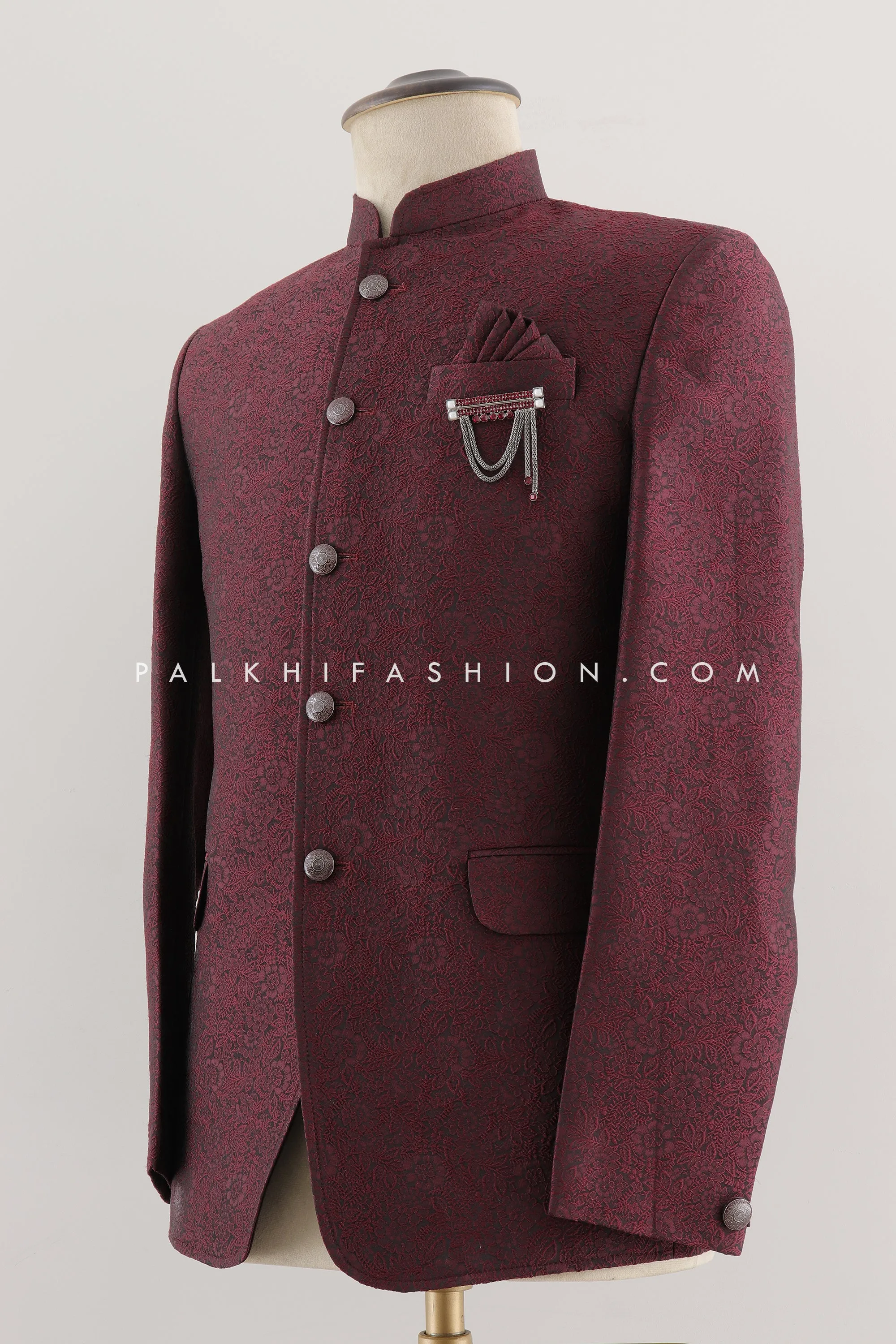 Men's Jodhpuri Suit in Maroon Color | Traditional Indian Jodhpuri Suit