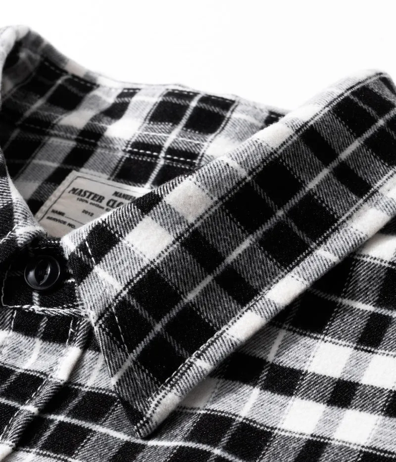 Men's plaid shirt lightly polished retro long-sleeved shirt