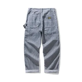 Men's Retro Casual Railway Worker Pocket Striped Cargo Outdoor Work Pants