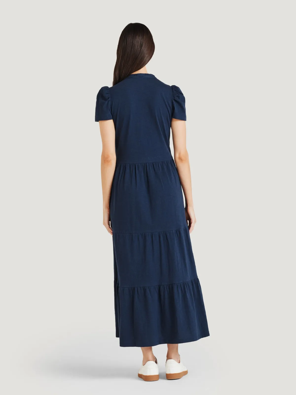 Merope Organic Cotton Broderie Dress - Navy