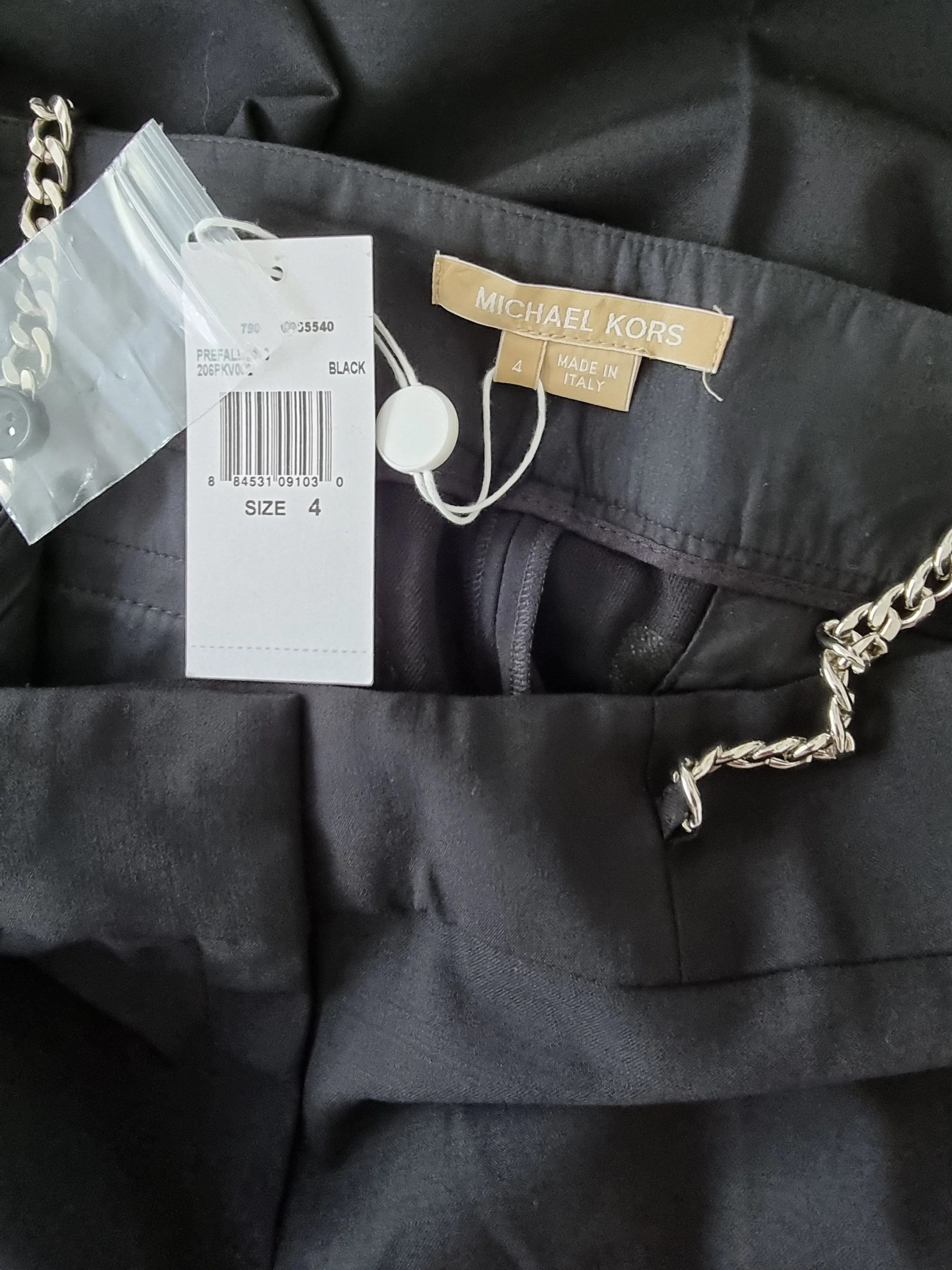 Michael Kors Black Tailored Trousers, Chain Detailing UK 12 US 4 EU 40 IT 44