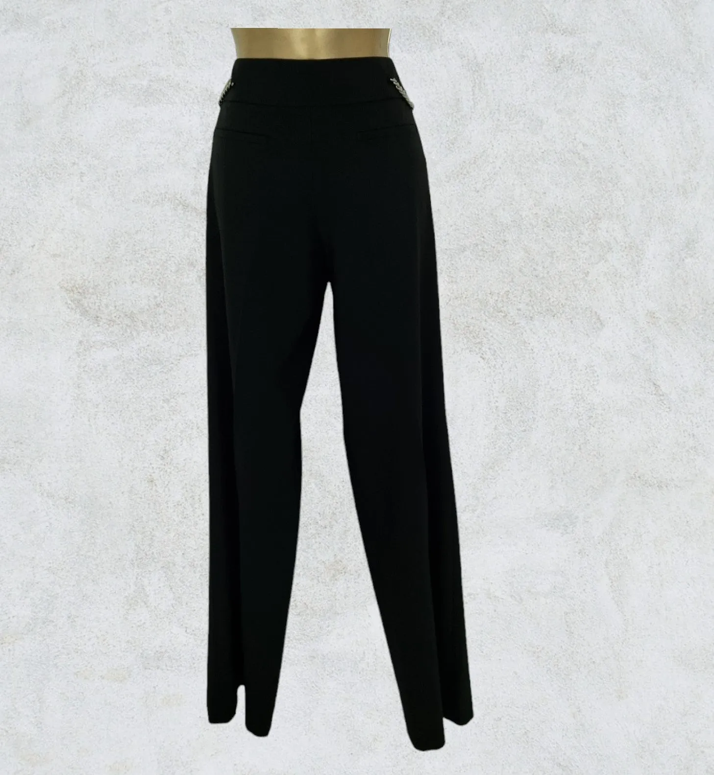 Michael Kors Black Tailored Trousers, Chain Detailing UK 12 US 4 EU 40 IT 44