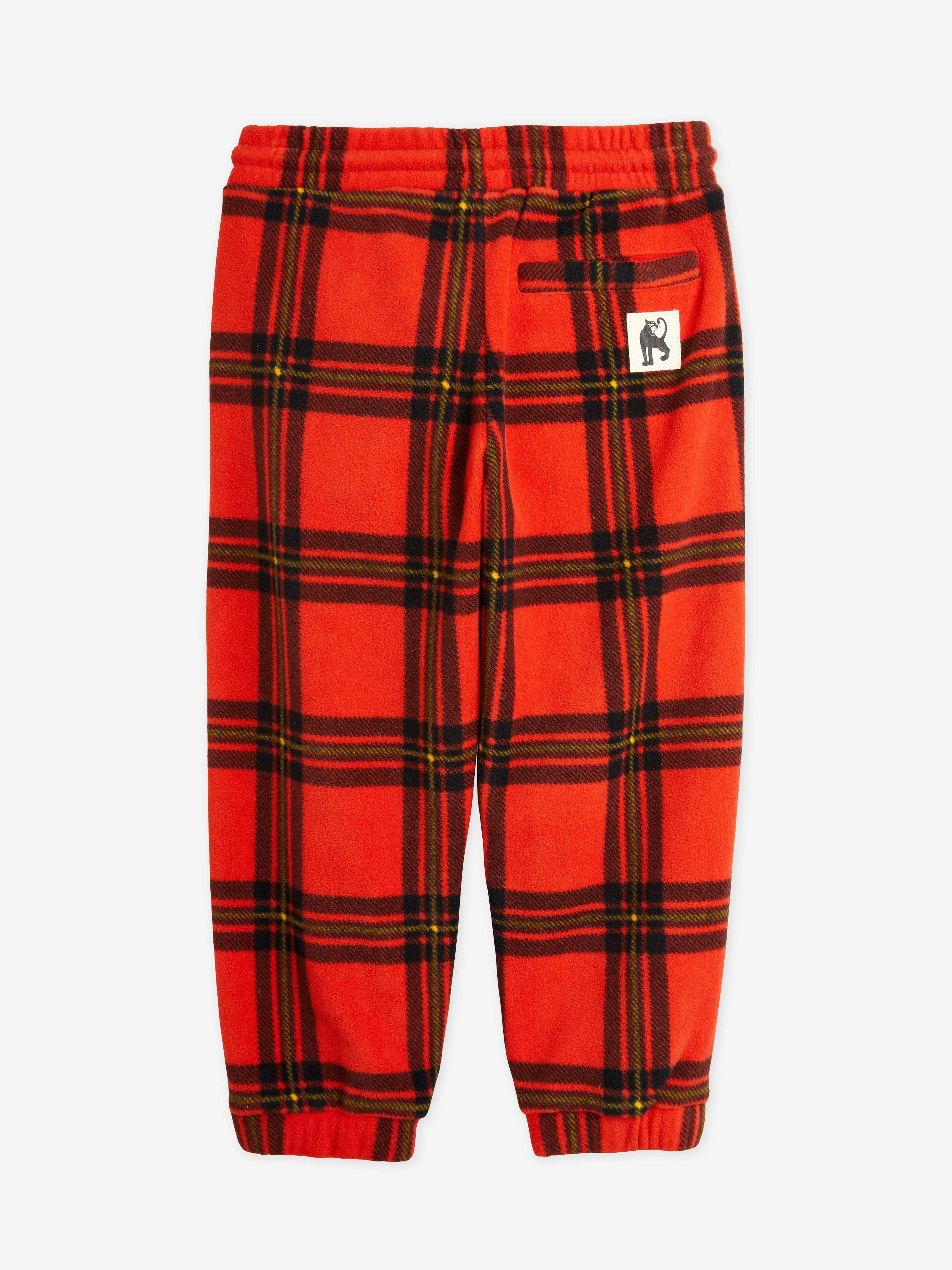 Mini Rodini Kids Check AOP Fleece Joggers in Red