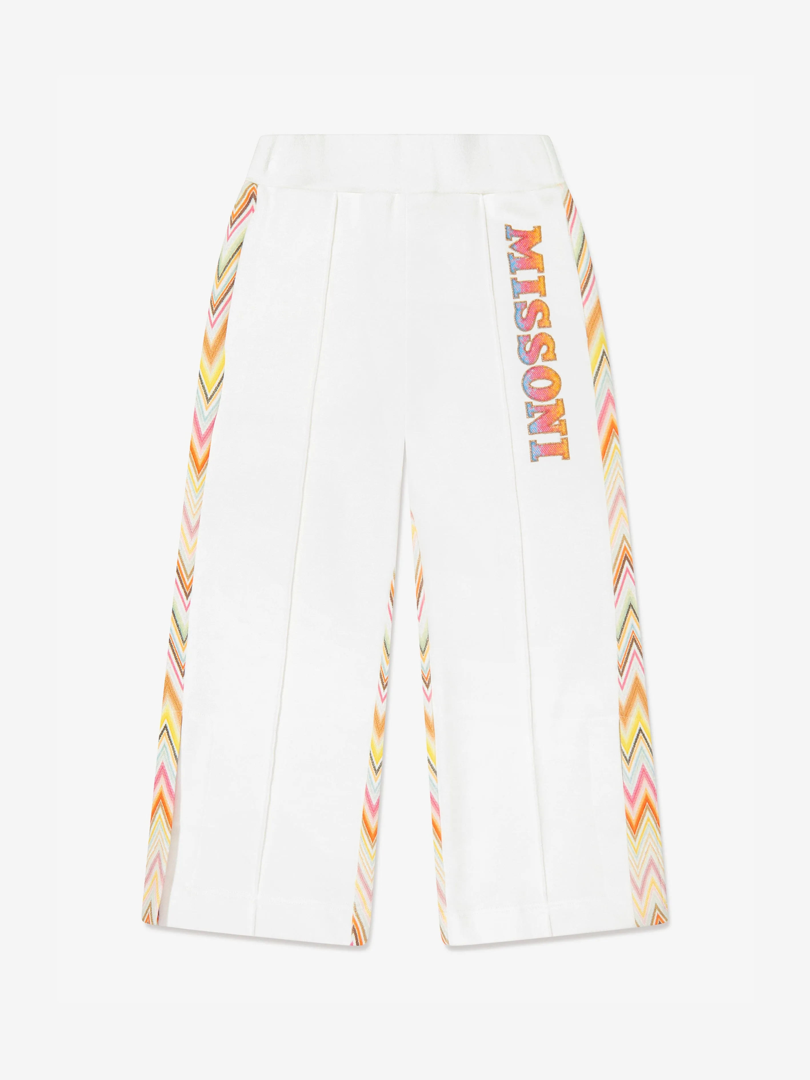 Missoni Girls Logo Wide Leg Joggers in Ivory