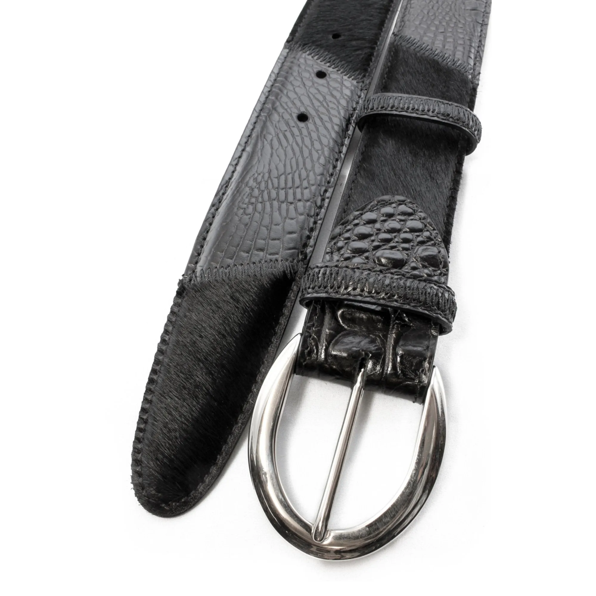 Mock croc & Pony hair belt