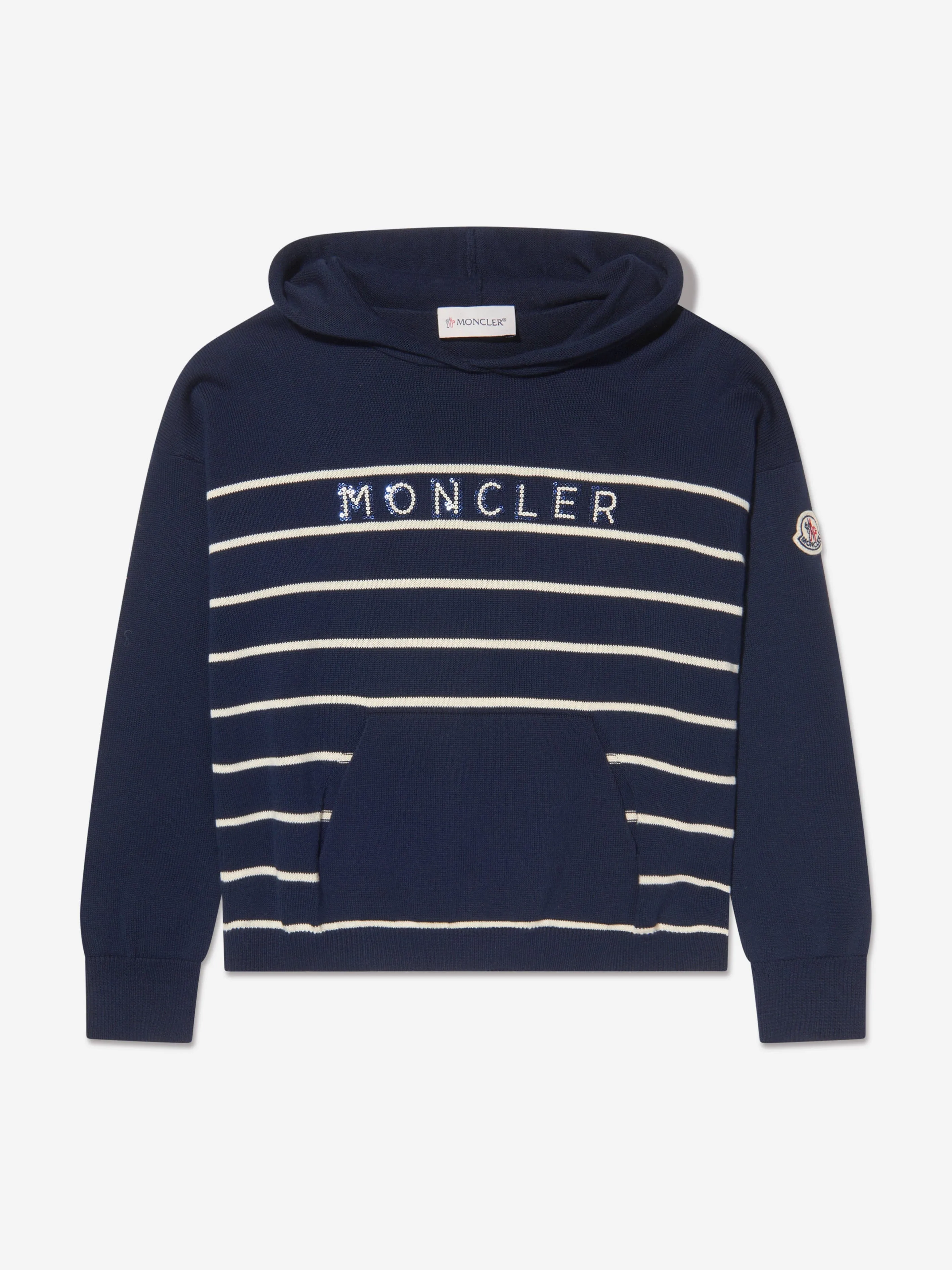 Moncler Enfant Girls Striped Hoodie And Skirt Set in Navy