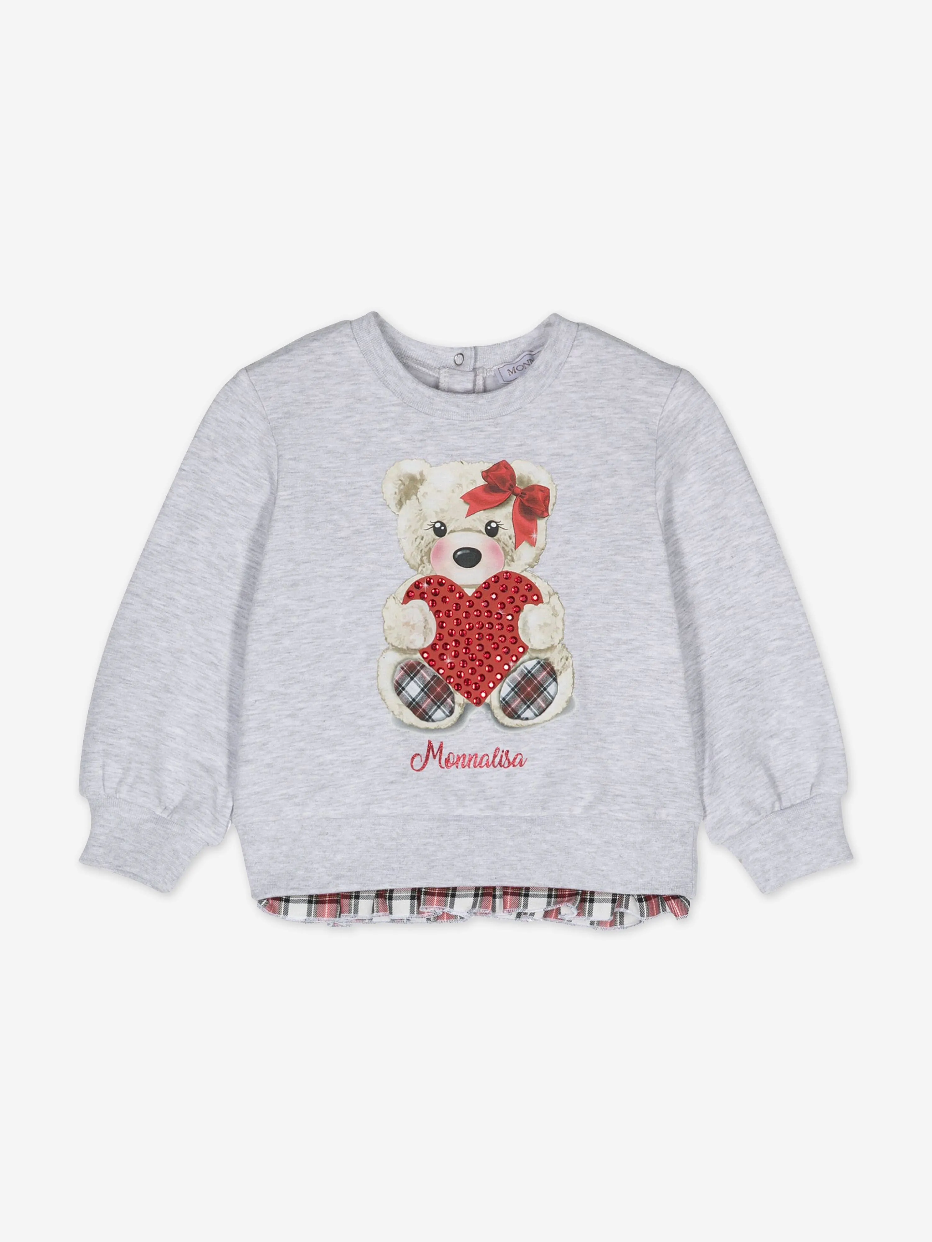 Monnalisa Baby Girls Teddy Bear Sweatshirt in Grey