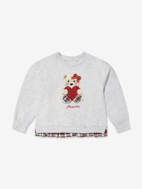 Monnalisa Girls Teddy Bear Sweatshirt in Grey