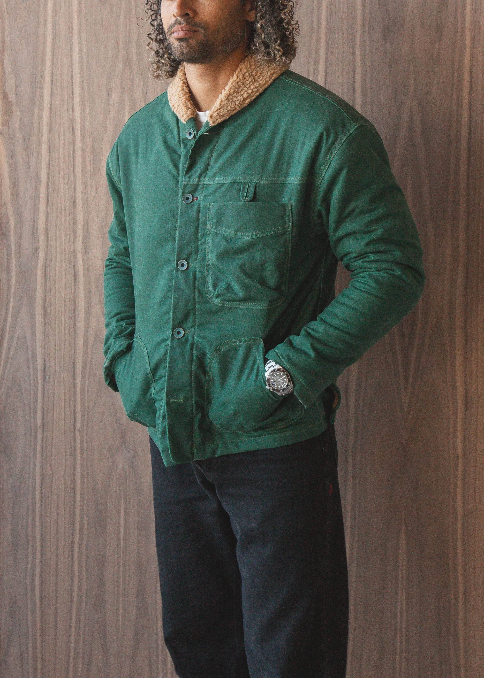 Mr. Lynch's Sherpa Shepherds Shirt in Waxed Canvas & Teddy Bear Sherpa