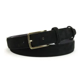 Narrow Black Suede Belt