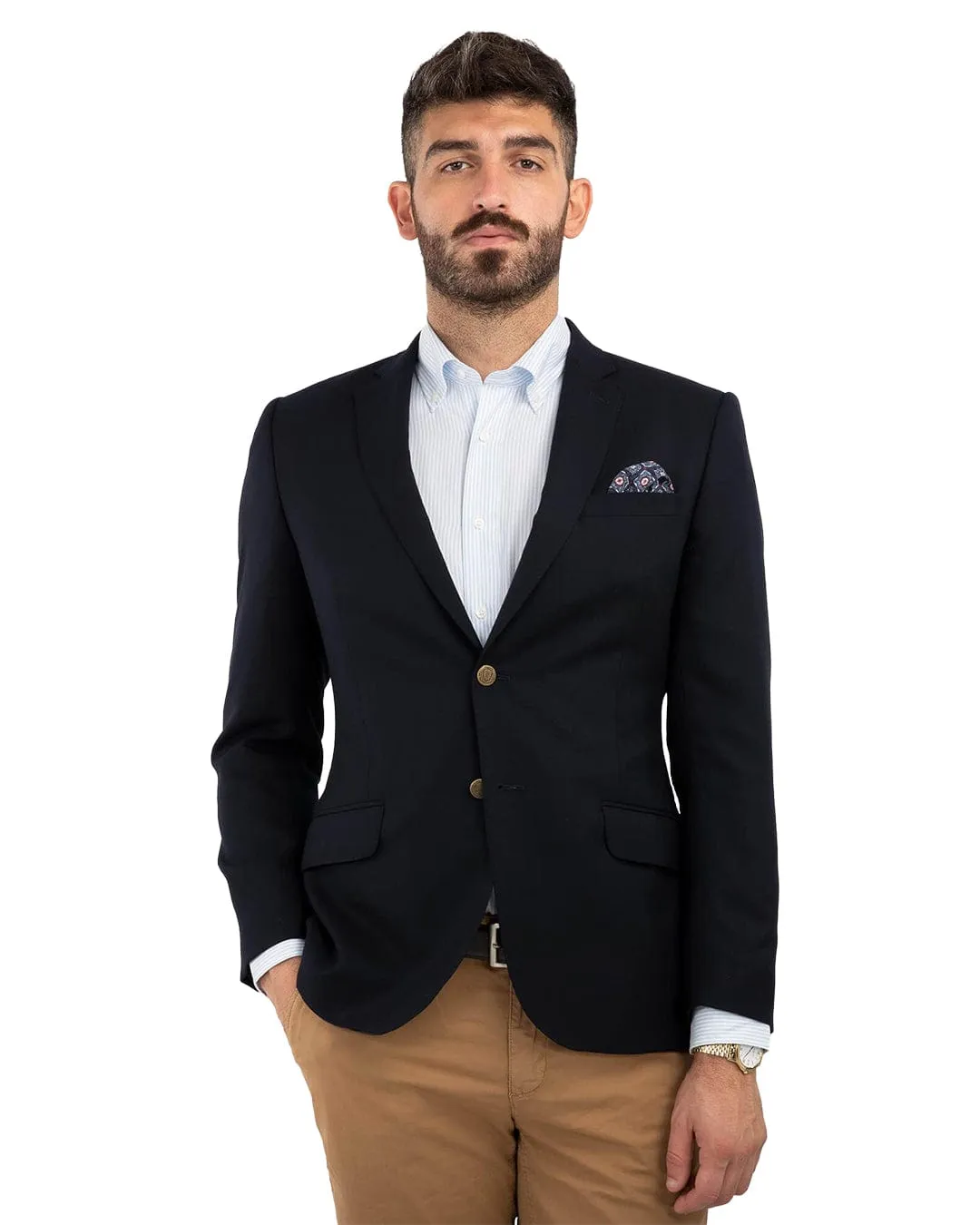 Navy Basketweave Blazer