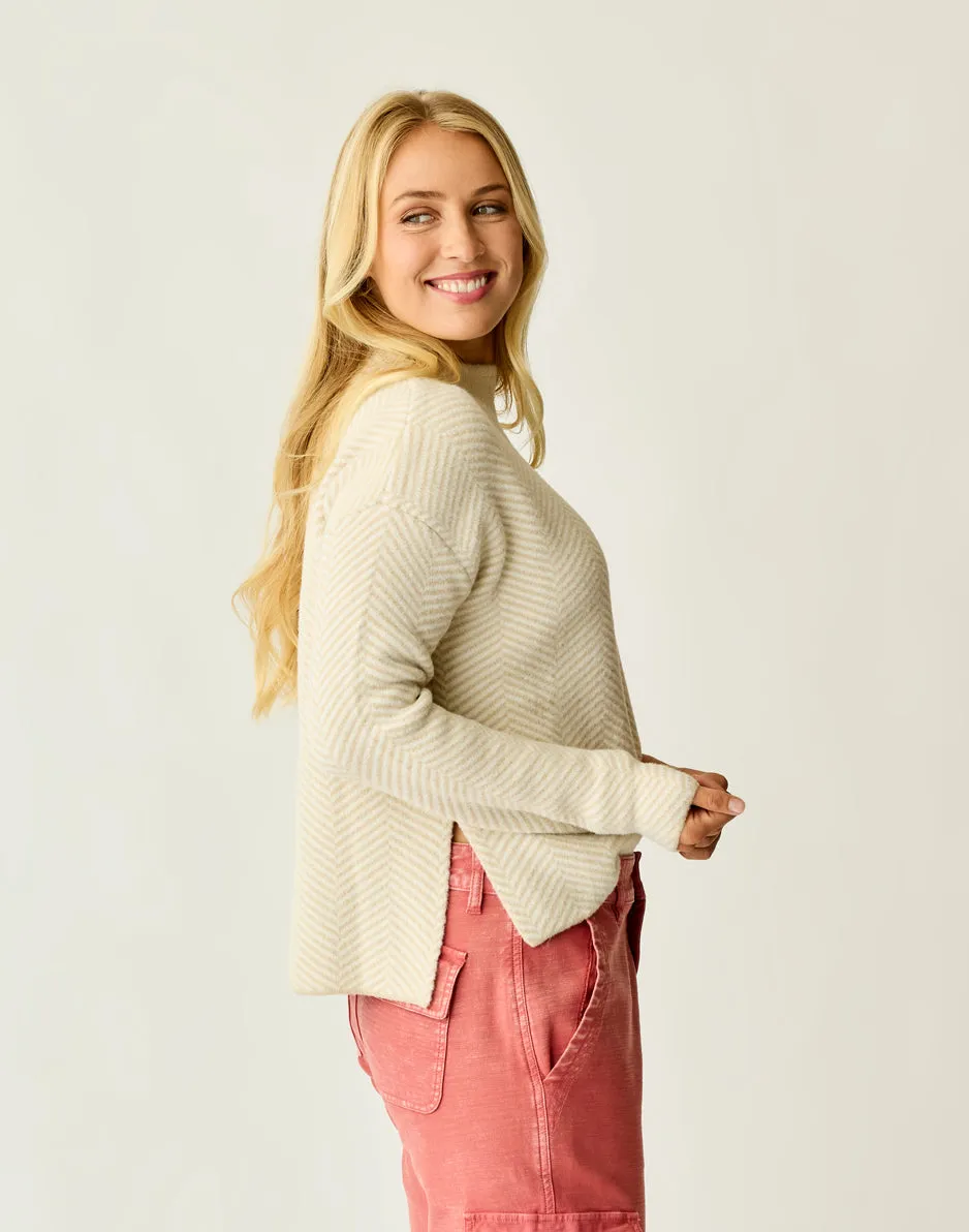 Olivia Plush Sweater: Cement Herringbone