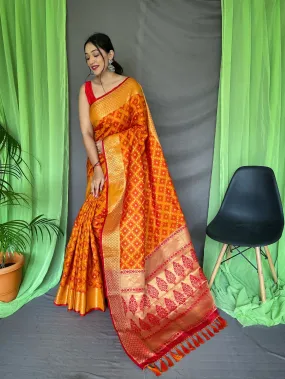 Orange Saree in Patola Silk