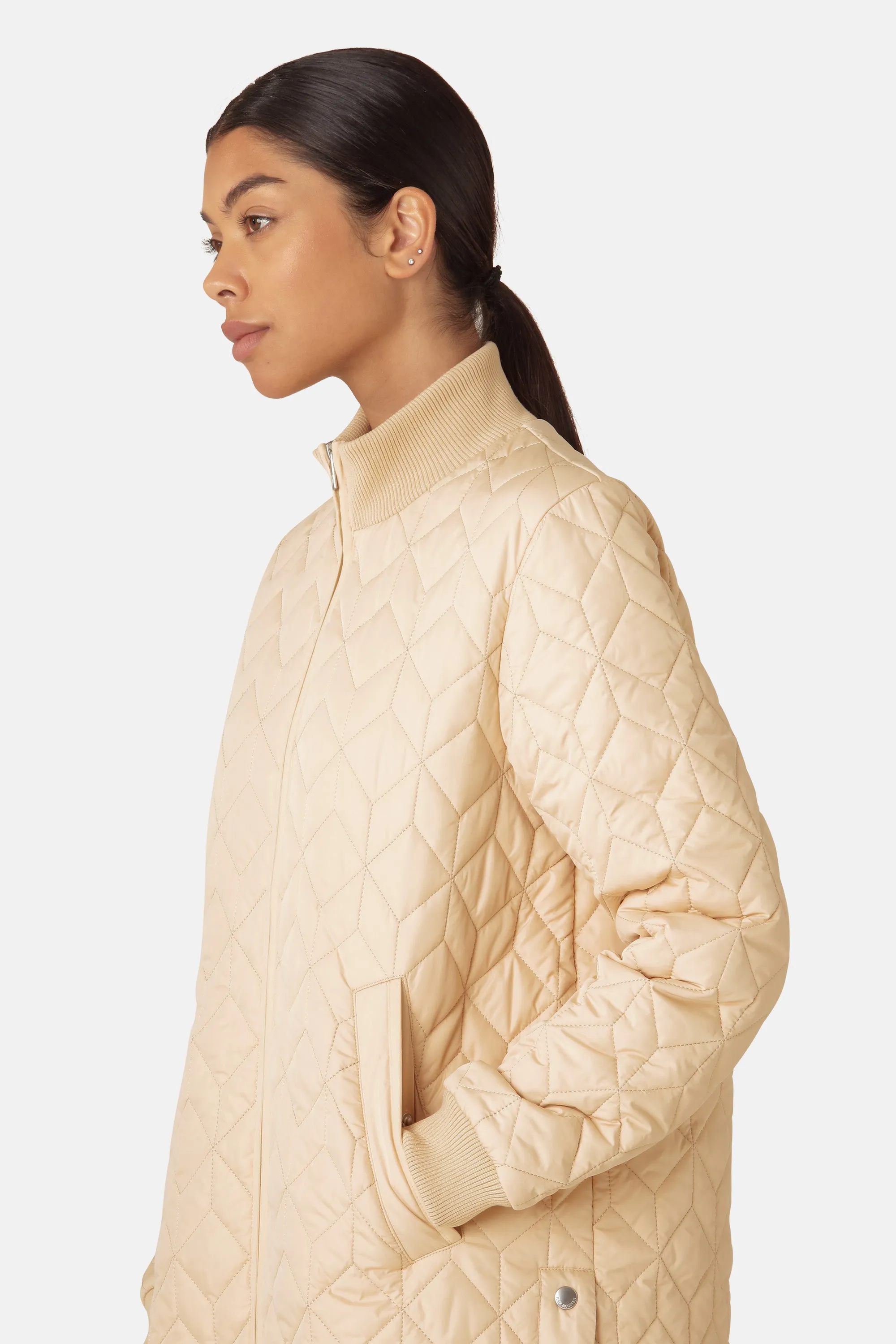 Padded Quilt Coat - Beige