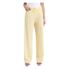 Patrizia Pepe Elegant Smooth Fabric Trousers in Yellow