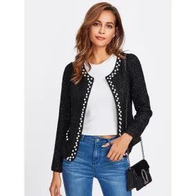 Pearl Beading Tweed Blazer