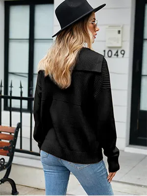 Pullover Lapel Knit Soft Sweater