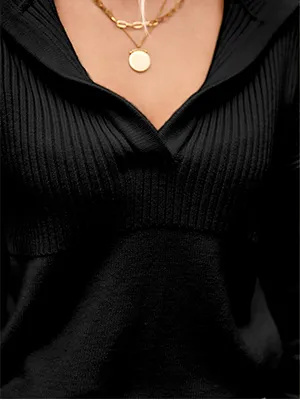 Pullover Lapel Knit Soft Sweater