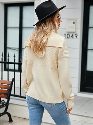 Pullover Lapel Knit Soft Sweater