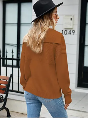 Pullover Lapel Knit Soft Sweater