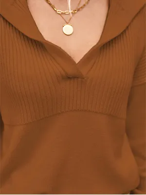 Pullover Lapel Knit Soft Sweater