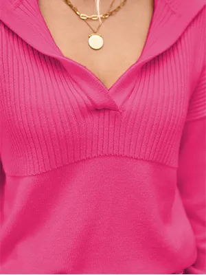 Pullover Lapel Knit Soft Sweater