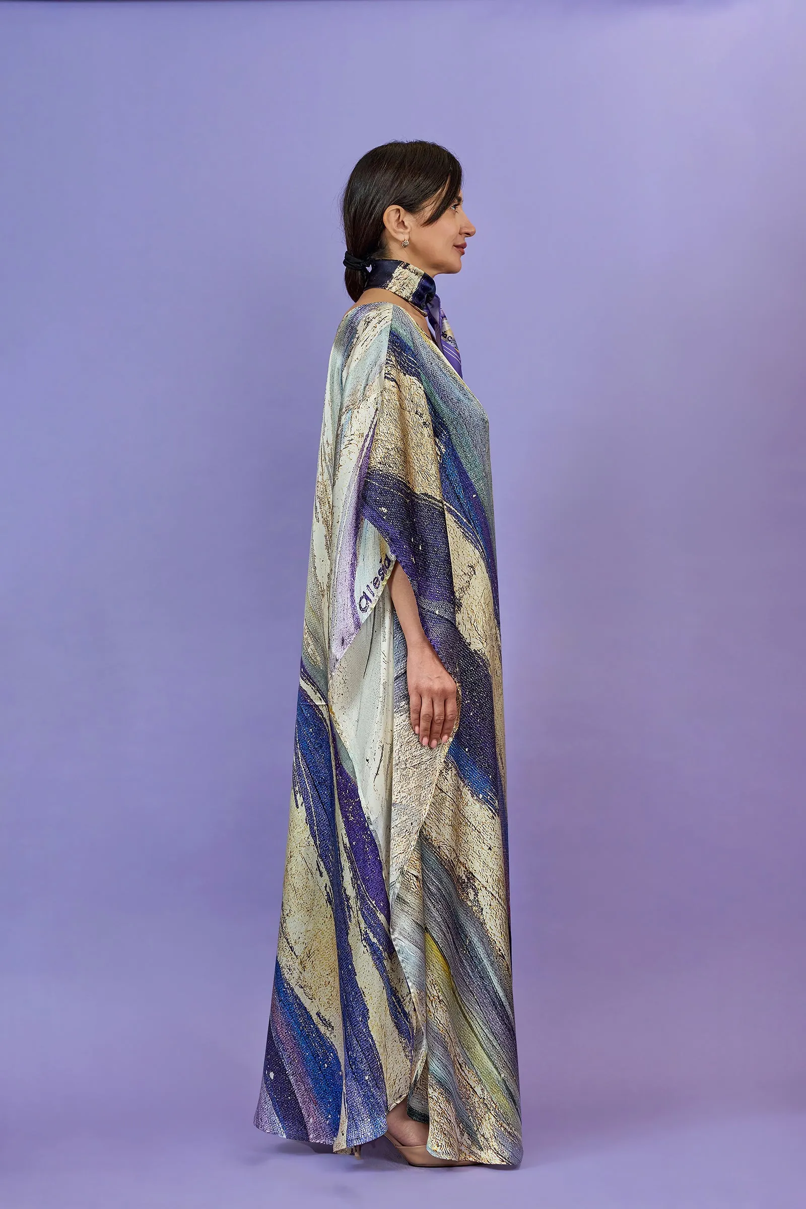 PURPLE WAY 100% Silk Maxi Art-A-Porte Caftan