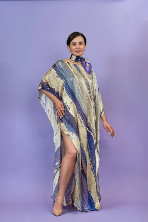 PURPLE WAY 100% Silk Maxi Art-A-Porte Caftan