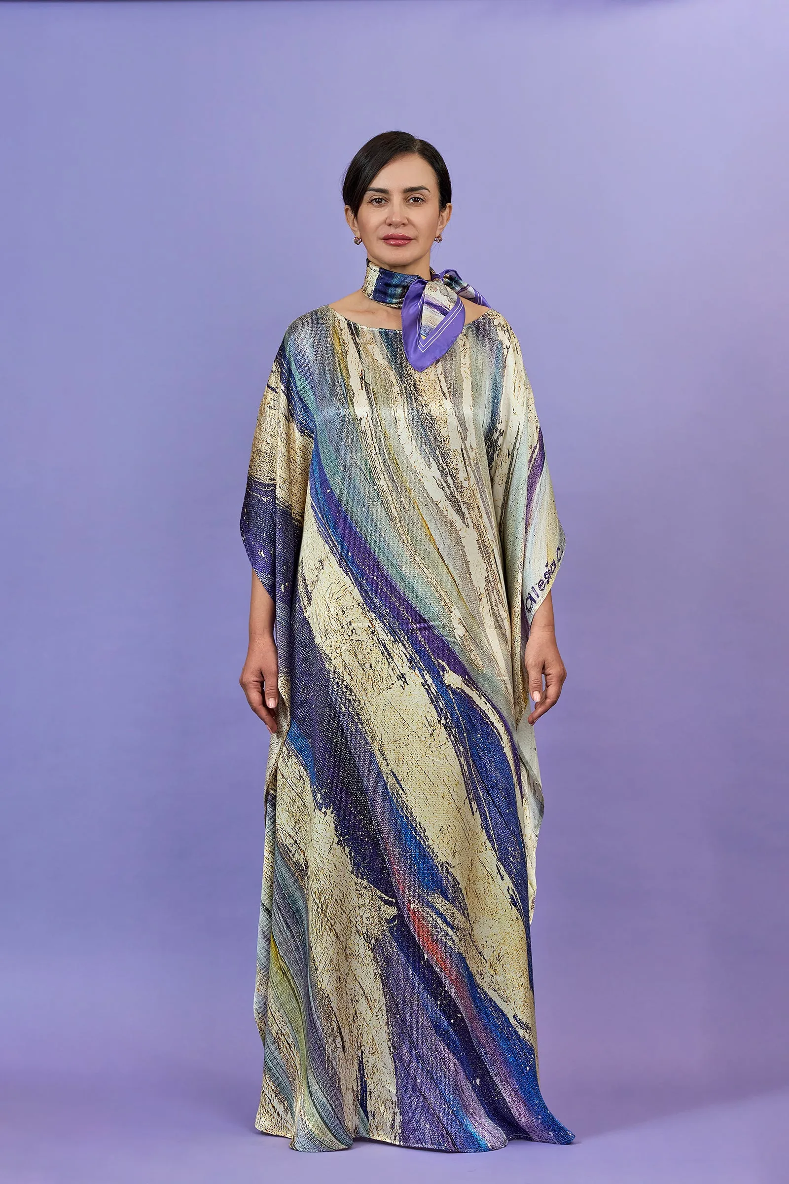 PURPLE WAY 100% Silk Maxi Art-A-Porte Caftan