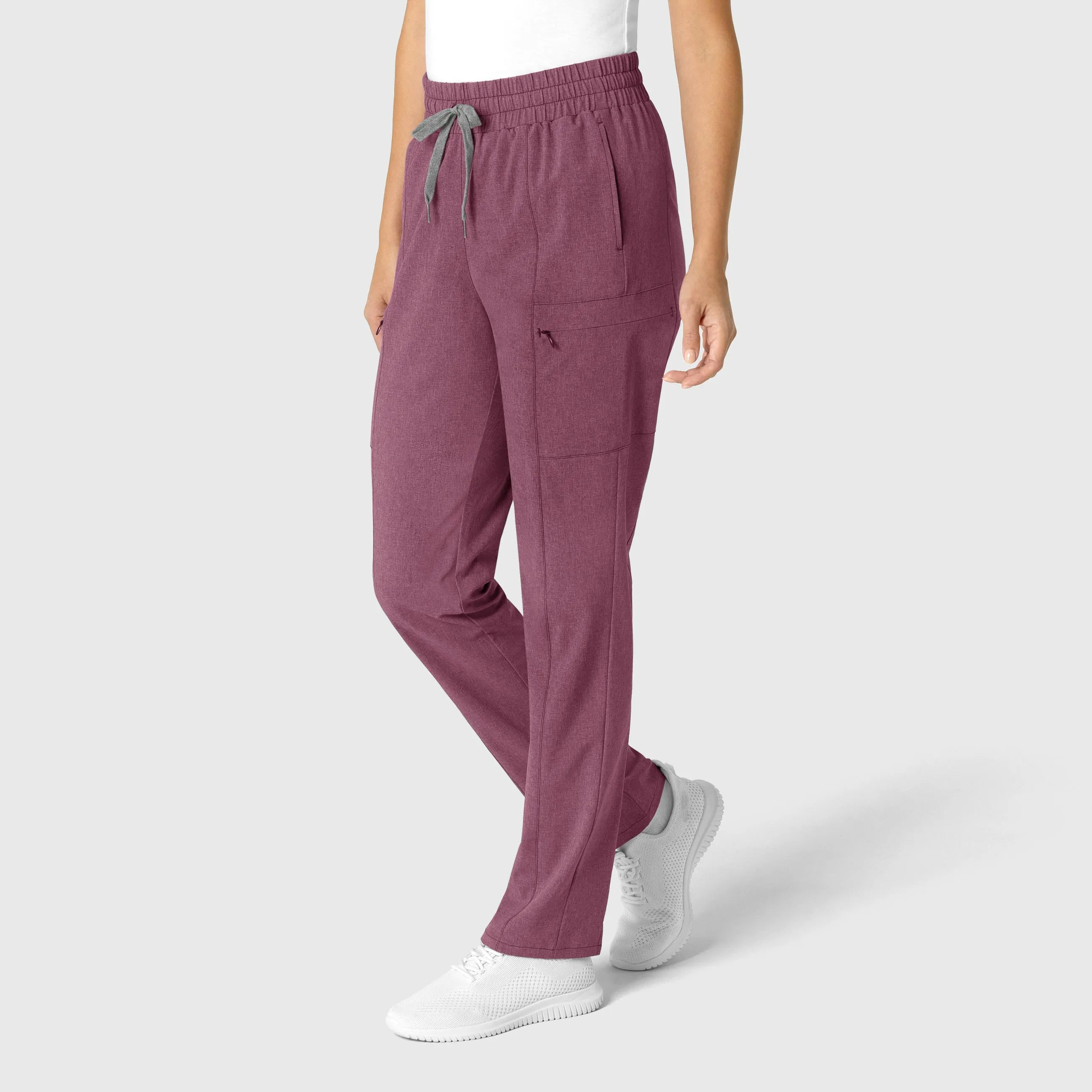 RENEW Women's High Waist Slim Leg Scrub Pant - Wine Heather