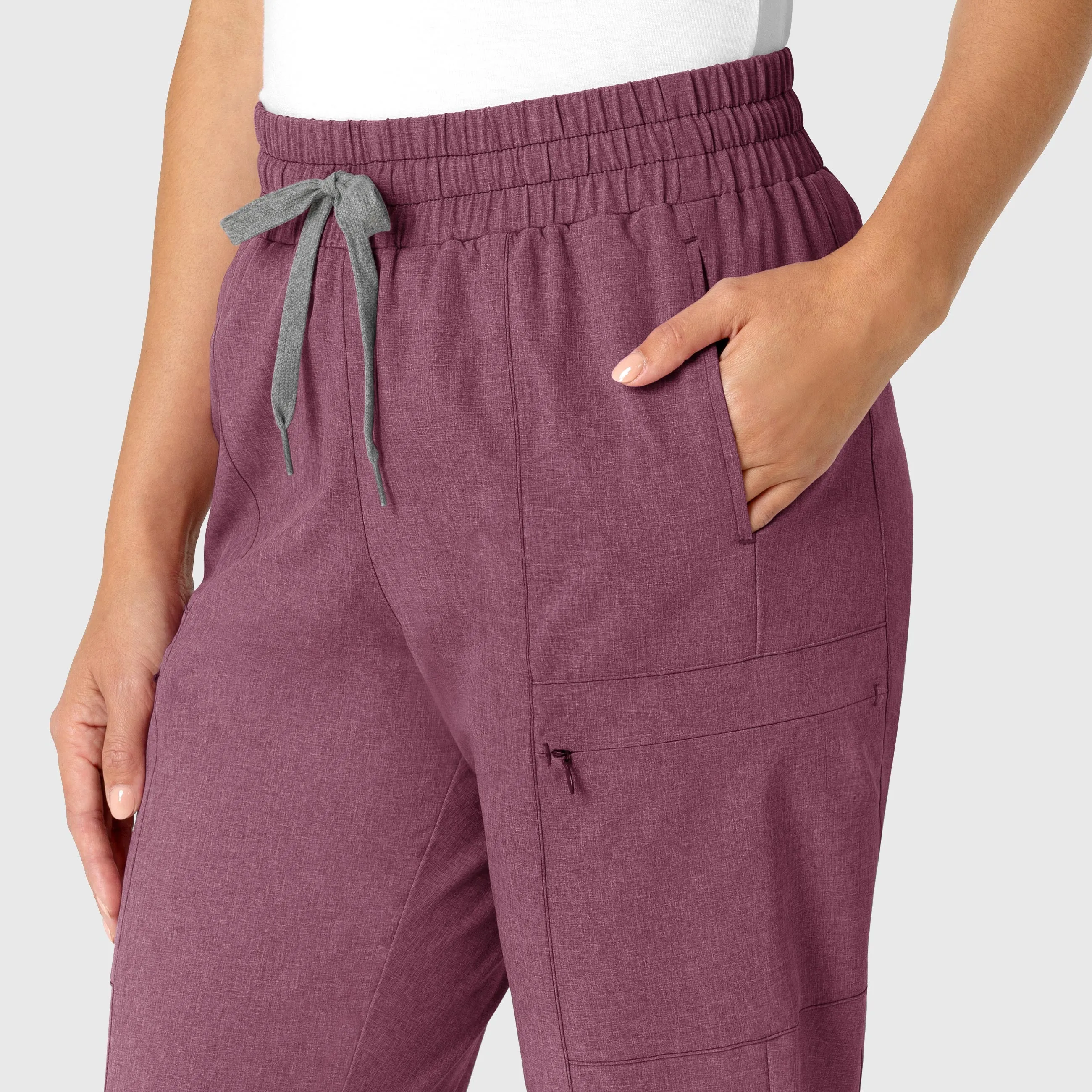 RENEW Women's High Waist Slim Leg Scrub Pant - Wine Heather