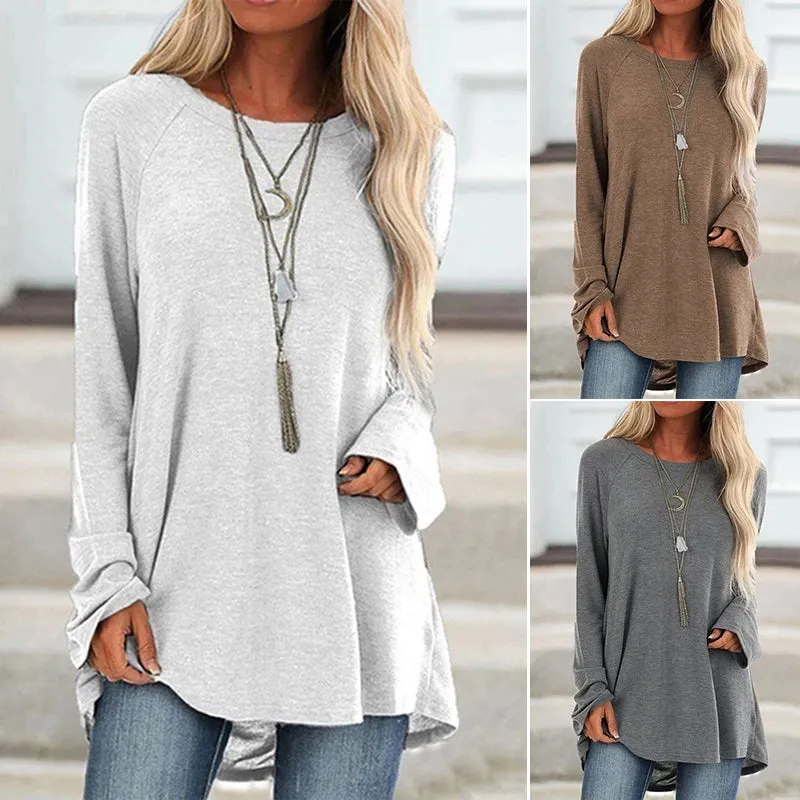 Round Neck Long Sleeve Oversized T-Shirt