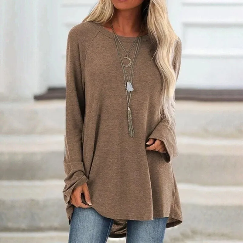 Round Neck Long Sleeve Oversized T-Shirt