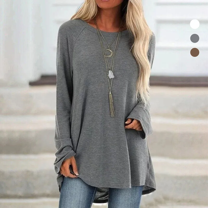 Round Neck Long Sleeve Oversized T-Shirt